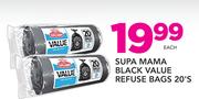 Supa Mama Black Value Refuse BAgs 20's-Each