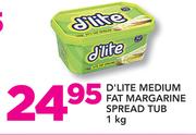 D'Lite Medium Fat Margarine Spread Tub-1kg