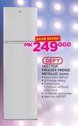 Defy 183Ltr Top Freezer Fridge Metallic D220D