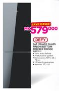 Defy 365Ltr Black Glass Finish Bottom Freezer Fridge DAC551
