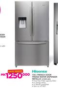 Hisense 720Ltr French Door Fridge Water Dispenser Metallic H720FS-WD