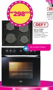 Defy 60cm Oven Solid Hob With 60cm Black C/Hood
