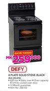 Defy 4 Plate Solid Stove Black BLK DSS-494