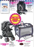 Snuggletime Comfy Pillow & Pillow Case+Safeway CampCot Mattress+Little One Stroller & Siesta Campcot