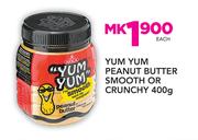 Yum Yum Peanut Butter Smooth or Crunchy-400gm Each