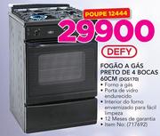 Defy Fogao a Gas Preto de 4 bocas 60cm DGS170
