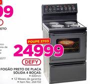 Defy Fogao Preto De Placa Solida 4 bocas
