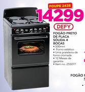 Defy Fogao Preto De Placa Solida 4 bocas