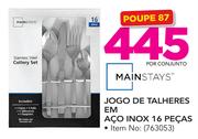 Mainstays Jogo De Talheres Em Aço Inox 16 pecas-Por Conjunto