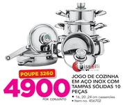 Tissolli Jogo De Cozinha Em Aço Inox Com Tampas Sólidas 10 pecas-por conjunto