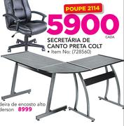 Secretaria de canto Preta Colt-cada