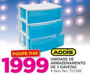Addis Unidade De Armazenamento De 3 Gavetas