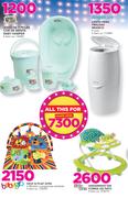 Baby Care Jogo de 7 Pecas Cor De Menta Baby Hamper + Angelcare cesto para fraldas branco-All For