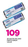 20 Sacos de Lixo reto Great Value-cada