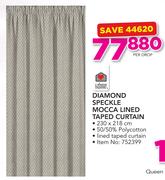 Always Home Diamond Speckle Mocca Lined Taped Curtain 230 x 218cm-Per Drop