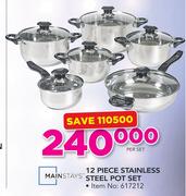 Mainstays 12-Piece Stainless Steel Pot Set-Per Set