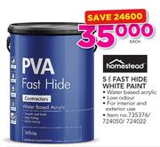 Homestead 5Ltr Fast Hide White Paint