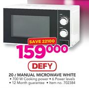 Defy 20Ltr Microwave White