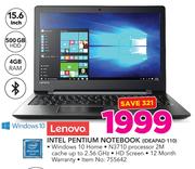 Lenovo 15.6" Intel Pentium Notebook Ideapad 110