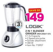 Logik 2 In 1 Blender Grinder RSH-245611-01