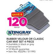 Stingray 4-Piece Rubber Velour Or Classic Car Mat Set-Per Set