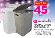 Miss Molly Floral Linen Bin With Lid-Each