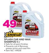 Shield Splash Car And Wax Shampoo-5ltr Each