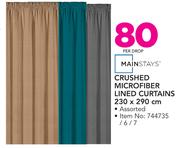 Mainstays Crushed Microfibre Lined Curtains 230x290cm-Per Drop