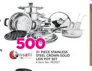 Tissolli 21-Piece Stainless Steel Crown Solid Lids Pot Set