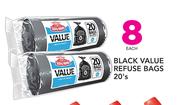 Black Value Refuse Bags-20's Each
