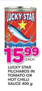 Lucky Star Pilchards In Tomato Or Hot Chilli Sauce-400g Each