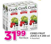 Ceres Fruit Juice Assorted-6 x 200ml Per pack