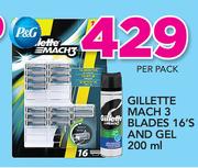 Gillette Mach 3 Blades-16's And Gel-200ml Per Pack