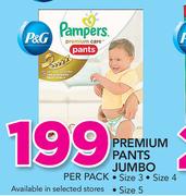 Pampers Premium Pants Jumbo Size 3, Size 4, Size 4-Per Pack