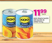 Koo Peach Slices Or Halves In Syrup-410g Each