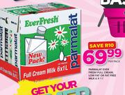 Parmalat Ever Fresh Full Cream, Low Fat Or Fat Free Milk-6X1Ltr