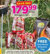 Castle NRB 24X340ml With Free Camp Master Briquettes 5Kg