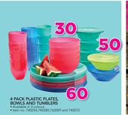 4 Pack Plastic Bowls