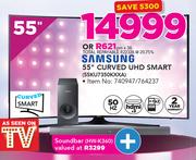Samsung 55" Curved UHD Smart TV 55KU7350KXXA With Free Soundbar HW-K360