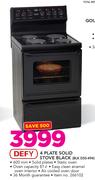 Defy 4 Plate Solid Stove Black BLK DSS-494