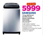 Samsung 15Kg Metallic Active Dual Wash Machine WA15J5730SS F