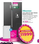 Hisense 670Ltr Side By Side Fridge Black(H670SMI-WD) + Hisense 120Ltr Bar Fridge WHite 