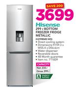 Hisense 299Ltr Bottom Freezer Fridge Metallic(H299BME-WD)