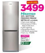 Hisense 359Ltr Bottom Freezer Fridge Metallic(H359BME)