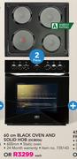 Defy 60cm Black Oven And Solid Hob(DCB006)-Each