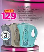 Logik 2000w 1.7Ltr Cordless Kettle(GK2013BE)-Each