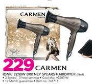 Carmen Ionic 2200W Britney Spears Hairdryer