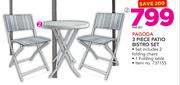 Pagoda 3 Piece Patio Bistro Set-Per Set