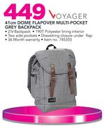 Voyager 41cm Dome Flspover Multi-Pocket Grey Backpack
