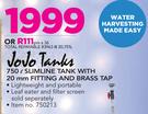 Vovo Tanks 750Ltr Slimline Tank With 20mm Fitting And Brass Tap
